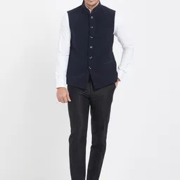 Indian Poshakh Mandarin Collar Sleeveless Nehru Jacket-picture-30