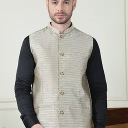 even Printed Mandarin Collar Nehru Jacket-44