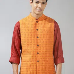 Fabindia Printed Cotton Nehru Jacket-image-63