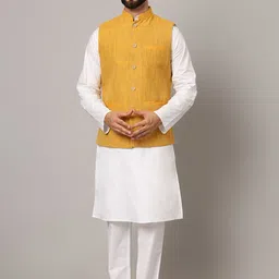 Latest Chikan Garments Striped Woven Nehru Jacket-34