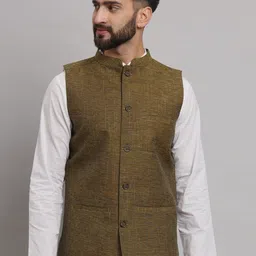 Latest Chikan Garments Striped Woven Nehru Jacket-23