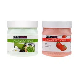 FEELHIGH Set Of 2 Face & Body Aloevera Mask & Gold Scrub-500ml Each-8
