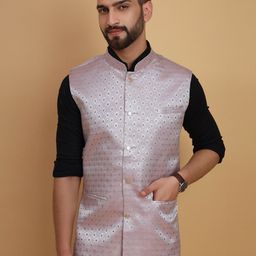 Vandnam Fabrics Mandarin Collar Woven Design Nehru Jacket-picture-46