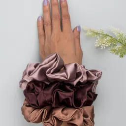 Arendelle Women Set Of 3 Oversized Satin Scrunchies-2