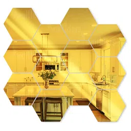 Wall1ders God Toned 12 Pieces Hexagon Shaped Mirror Wall Stickers-14