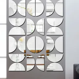 Wall1ders Grey 24Pcs Abstract Half Circle Mirror Wall Stickers-image-13