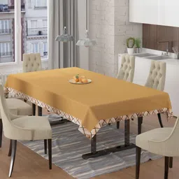 BIGGER FISH Gold Toned Anti-Skid 6 Seater Velvet Rectangular Table Cover-picture-47