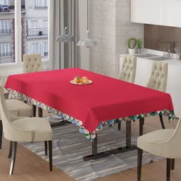 BIGGER FISH Maroon Anti-Skid Rectangle 6-Seater Velvet Table Cover-picture-38