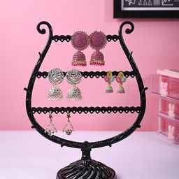 MARKET99 Black Plastic Textured Jewellery Holder Organiser-49