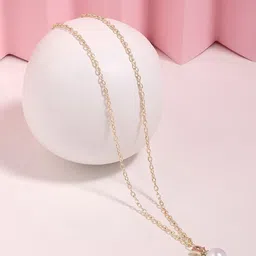 AMI Gold-Plated Pearl AD-Studded & Contemporary Shape Pendant With Chain-ZPFK17000-picture-20