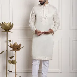 SOJANYA Woven Design Mandarin Regular Thread Work Pure Silk Kurta With Churidar-picture-15