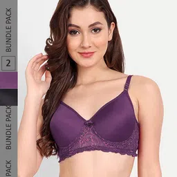 FIMS Floral Lace Lightly Padded Bra-image-11