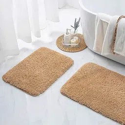 Nautica Pack Of 2 Brown Solid 2800 GSM Anti-Slip Bath Rug-13