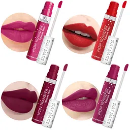 PERPAA Set Of 4 Stay Matte Non-Transfer 12hrs Liquid Lipsticks - 2.5 ml Each-53