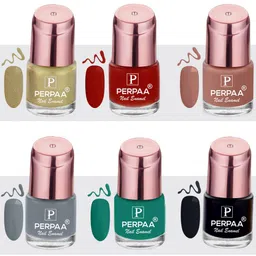 PERPAA Set Of 6 Super Stay Quick-Drying Gel Based Nail Polishes - 6ml Each-image-4