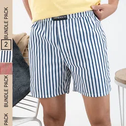 DAMENSCH Men Pack of 2 Striped Ultra-Light Cotton Boxer Shorts - DAM-STP-LBX-CSW-CR-46