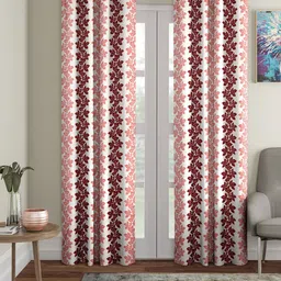 Cortina Maroon & White 2 Pieces Leaf Printed Door Curtains-15