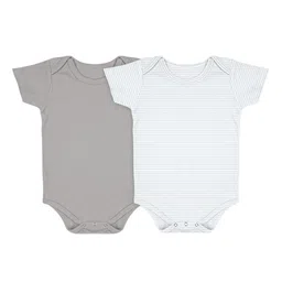 Moms Home Baby Onesie Infants Pack Of 2 Pure Cotton Baby Half Sleeves Bodysuit-image-48