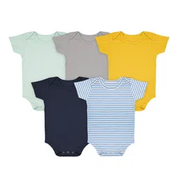 Moms Home Infants Pack of 5 Printed Organic Cotton Bodysuit-image-65