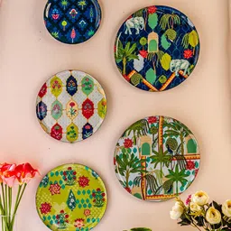 RITUALISTIC Set of 5 Jaipur Home Decorative Wall Plates-image-4