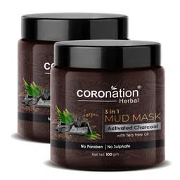 COROnation Herbal Set of 2 Activated Charcoal 3-in-1 Mud Masks - Tea Tree Oil - 100 g each-3