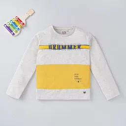 Ed-a-Mamma Boys Yellow & Grey Sustainable Full sleeves Cotton Printed T-shirt-88
