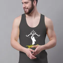 Friskers Printed Scoop Neck Sleeveless Pure Cotton Gym Vest-picture-39