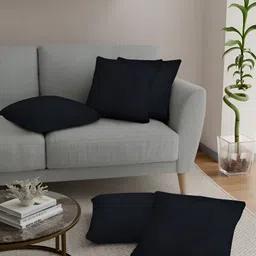 FABINALIV Black 5 Pieces Square Cushion Covers-2