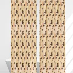 Kuber Industries Cream-Colored 2 Pieces Printed Shower Curtains-38