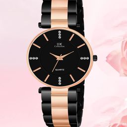 IIK COLLECTION Women Black Round Dial Stainless Steel Analogue Watch-9