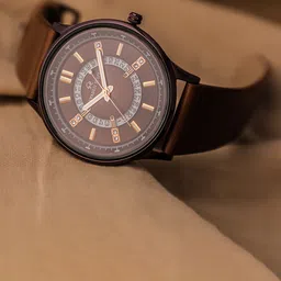SWADESI STUFF Men Embellished Dial Leather Straps Analogue Watch SF0537 DARK BROWN-image-22