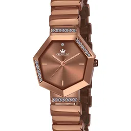 CRESTELLO Women Brass Embellished Dial Style Straps Analogue Watch CR-JWL151-BRWN-image-67