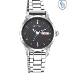 Titan Women Black Brass Dial & Steel Toned Bracelet Style Straps Analogue Watch 2656SM03-17