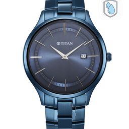 Titan Men Blue Dial & Blue Stainless Steel Bracelet Style Straps Analogue Watch 90142QM01-14