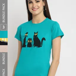 Fabflee Pack Of 3 Typography Printed Cotton T-shirts-picture-32