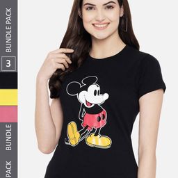 Fabflee Pack Of 3 Mickey Mouse Printed Cotton T Shirts-image-86