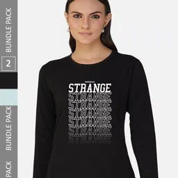 CHOZI Pack Of 2 Printed Cotton Casual T-shirt-image-98