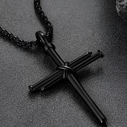 KARISHMA KREATIONS Men Set Of 2 Silver Plated Lord Jesus Cross & Arrow Pendant-image-2