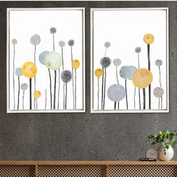 Art Street Unisex Set Of 2 White & Blue Floral Theme Canvas Wall Art-15