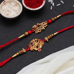CraftVatika Set Of 2 Hanuman & Shiv Rakhi With Roli & RIce-image-78