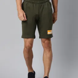 Puma Men Olive Green Solid Graphic 9 Sports Shorts-image-4