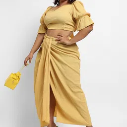 Instafab Plus Sweetheart Neck Crop Top & Skirts Co-Ords-picture-44