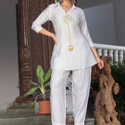 HIGHLIGHT FASHION EXPORT Self Design Tunic & Trousers-41