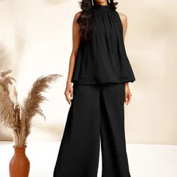 Janasya Mandarine-Neck Tunic With Palazzos Co-Ords-image-24