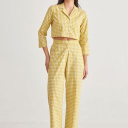 Midsummer Checked Crop Shirt With Trousers-42