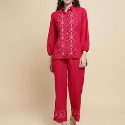 Sringam Chikankari Embroidered Pure Cotton Shirt With Trouser-32