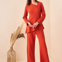 Kibo V-Neck Top With Trousers-image-67