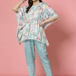 Clora Creation Embellished Kaftan Top With Trouser Co-Ords image 1