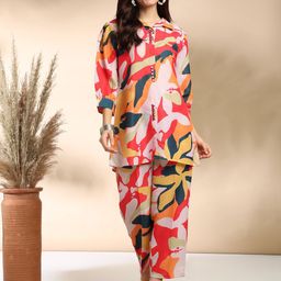 BAESD Printed Shirt Collar Tunic With Trousers-image-39