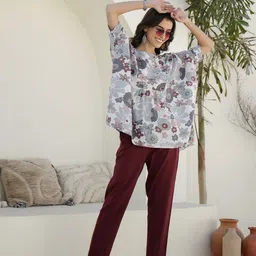SANSKRUTIHOMES Printed Round Neck Short Sleeves Pure Cotton Top & Trouser-17